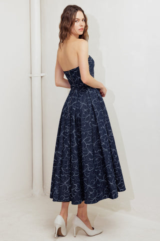 MOONDUST GARDEN DENIM MIDI DRESS - By Baano
