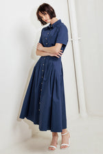 CINCHED COUTURE WOVEN MIDI DRESS - By Baano