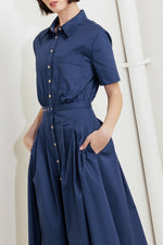 CINCHED COUTURE WOVEN MIDI DRESS - By Baano