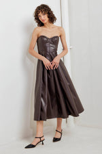ESPRESSO DIVA FAUX LEATHER MIDI DRESS - By Baano