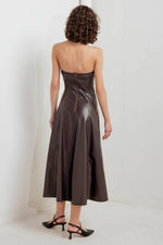 ESPRESSO DIVA FAUX LEATHER MIDI DRESS - By Baano
