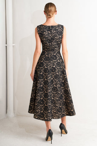 NIGHTFALL CHIC LACE WOVEN MIDI DRESS - By Baano