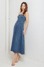MIDNIGHT STRUCTURE DENIM MIDI DRESS - By Baano