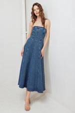 MIDNIGHT STRUCTURE DENIM MIDI DRESS - By Baano