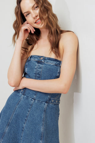 MIDNIGHT STRUCTURE DENIM MIDI DRESS - By Baano