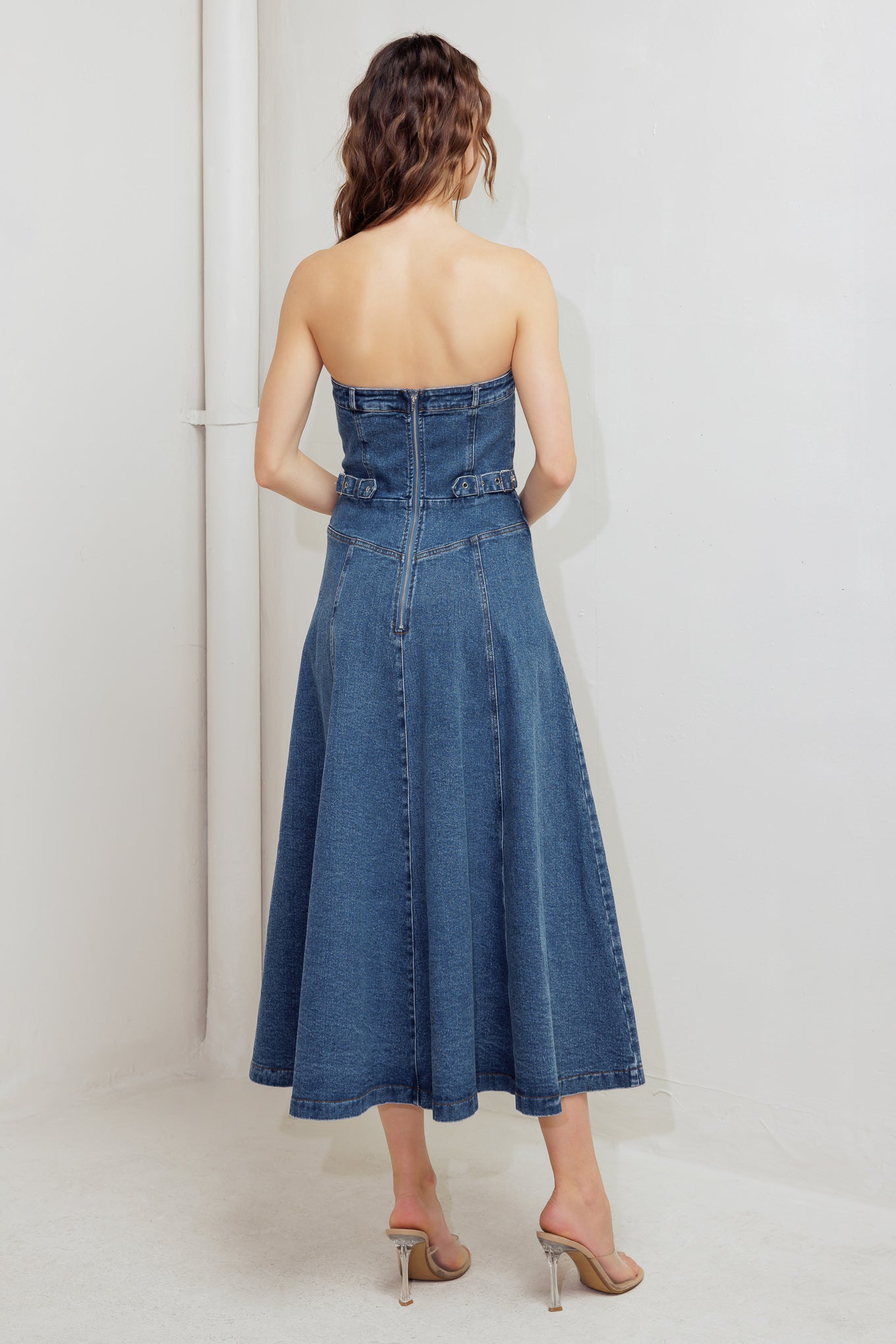 MIDNIGHT STRUCTURE DENIM MIDI DRESS - By Baano