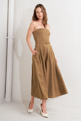 ROMANTIC GAZE SUEDE MIDI DRESS - By Baano
