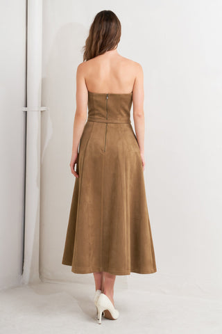 ROMANTIC GAZE SUEDE MIDI DRESS - By Baano