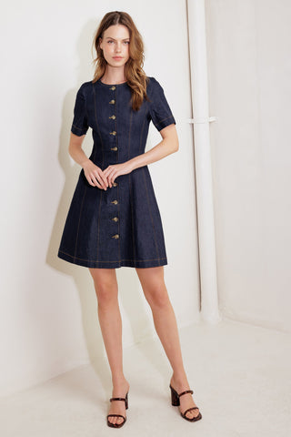 INDIGO TEMPO DENIM MINI DRESS - By Baano