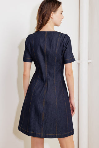 INDIGO TEMPO DENIM MINI DRESS - By Baano