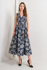 LUX BLOOMING WOVEN JACQUARD MIDI DRESS - By Baano