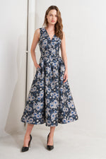 LUX BLOOMING WOVEN JACQUARD MIDI DRESS - By Baano