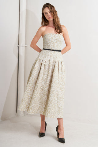 WHISPER LEAF WOVEN MIDI DRESS - By Baano