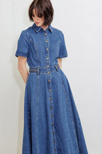 HIDDEN SMILE DENIM MIDI RESS - By Baano