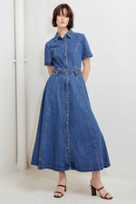 HIDDEN SMILE DENIM MIDI RESS - By Baano