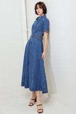 HIDDEN SMILE DENIM MIDI RESS - By Baano