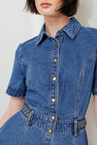 HIDDEN SMILE DENIM MIDI RESS - By Baano