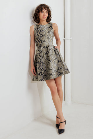 SNAKE GLAM FAUX LEATHER MINI DRESS - By Baano