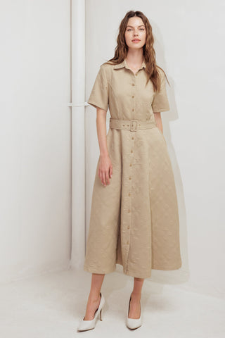 NEUTRAL CHIC WOVEN MIDI DRESS - By Baano