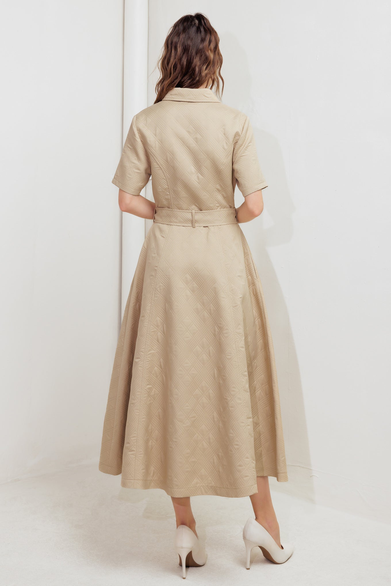 NEUTRAL CHIC WOVEN MIDI DRESS - By Baano
