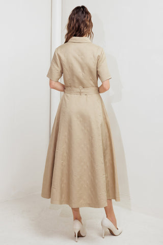 NEUTRAL CHIC WOVEN MIDI DRESS - By Baano
