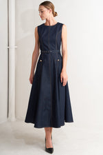 MODERN DARK DENIM MIDI DRESS - By Baano