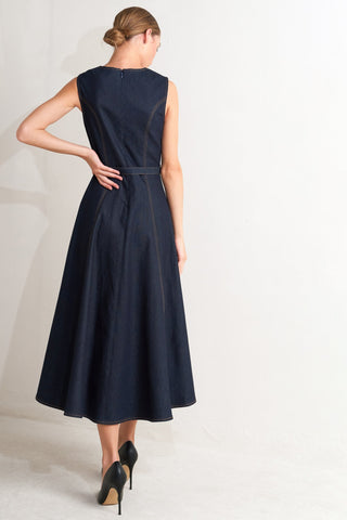 MODERN DARK DENIM MIDI DRESS - By Baano