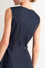 MODERN DARK DENIM MIDI DRESS - By Baano
