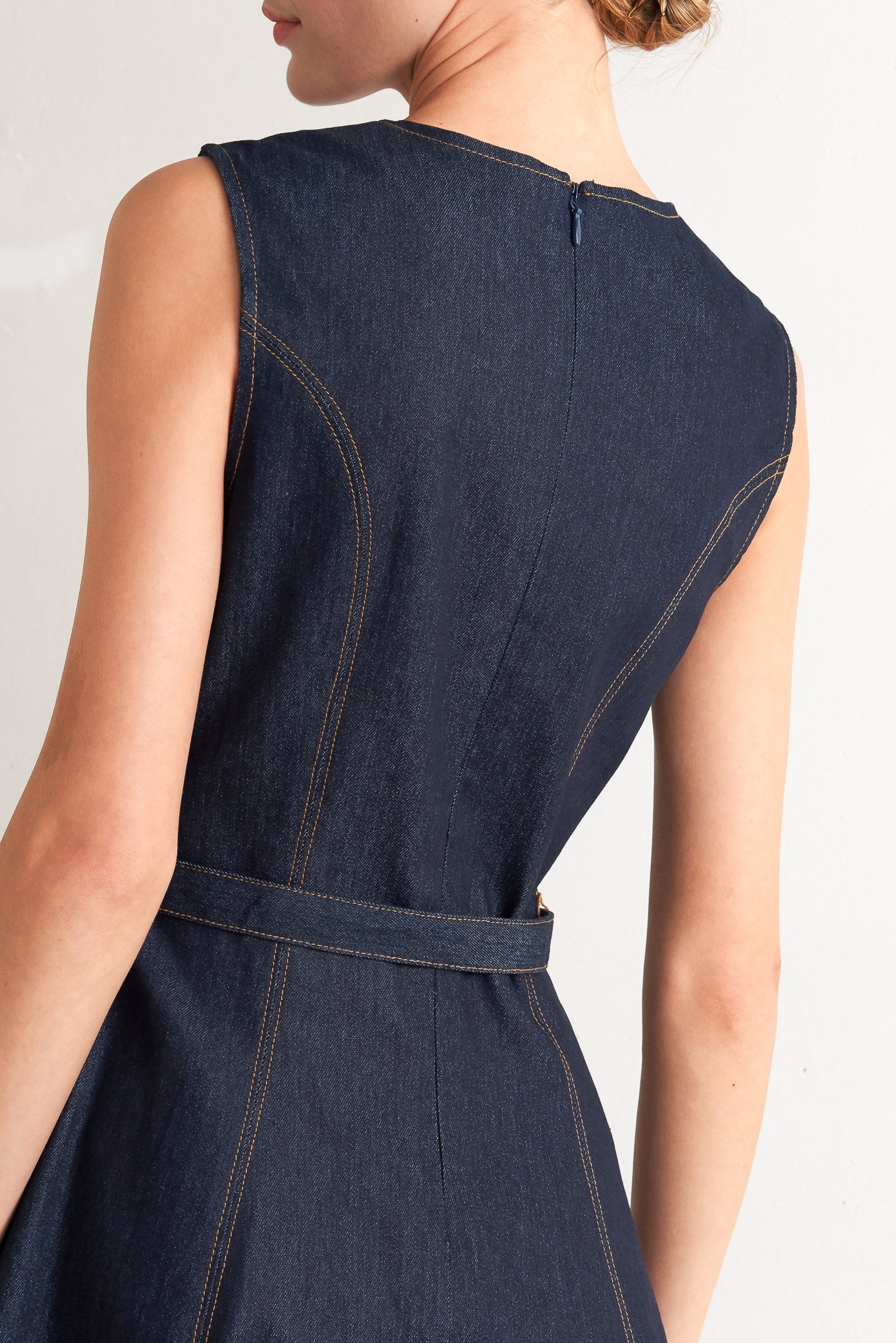 MODERN DARK DENIM MIDI DRESS - By Baano