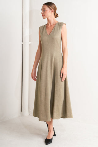 SOPHISTICATED SIMPLICITY WOVEN KNIT MIDI DRESS - By Baano