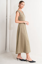 SOPHISTICATED SIMPLICITY WOVEN KNIT MIDI DRESS - By Baano