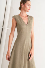 SOPHISTICATED SIMPLICITY WOVEN KNIT MIDI DRESS - By Baano