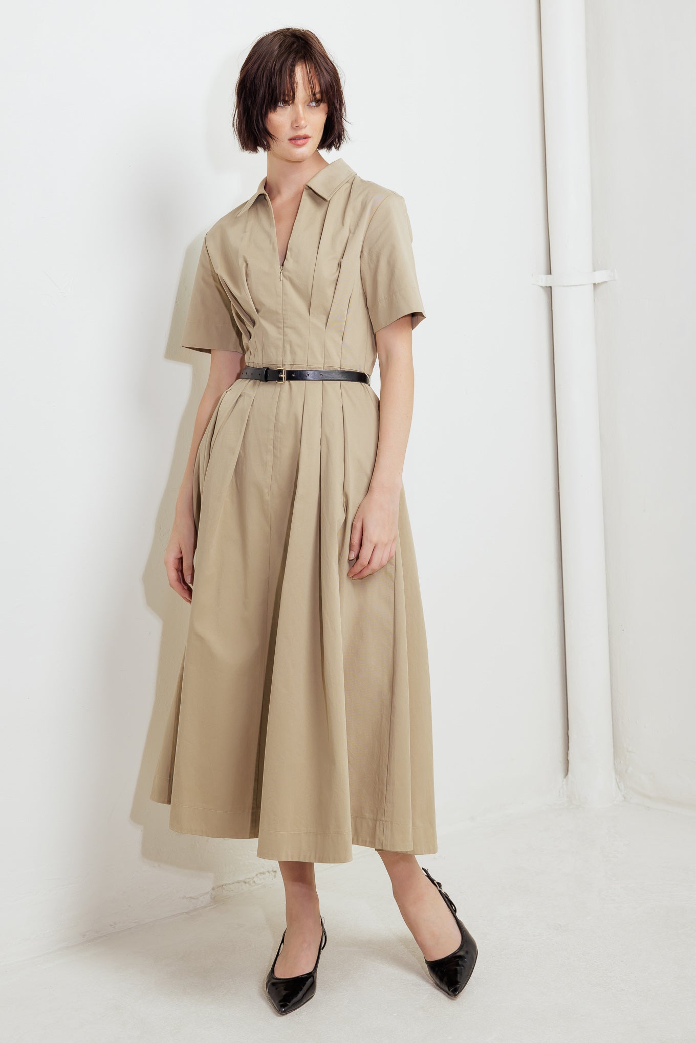 QUIET ROMANCE TAN WOVEN MIDI DRESS Flying Tomato