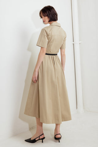 QUIET ROMANCE TAN WOVEN MIDI DRESS Flying Tomato