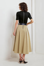 SCULPTED GRACE SWEATER WOVEN TOP AND SKIRT DRESS Flying Tomato