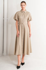 CLASSIC NEUTRAL WOVEN MIDI DRESS - By Baano