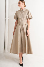 CLASSIC NEUTRAL WOVEN MIDI DRESS - By Baano