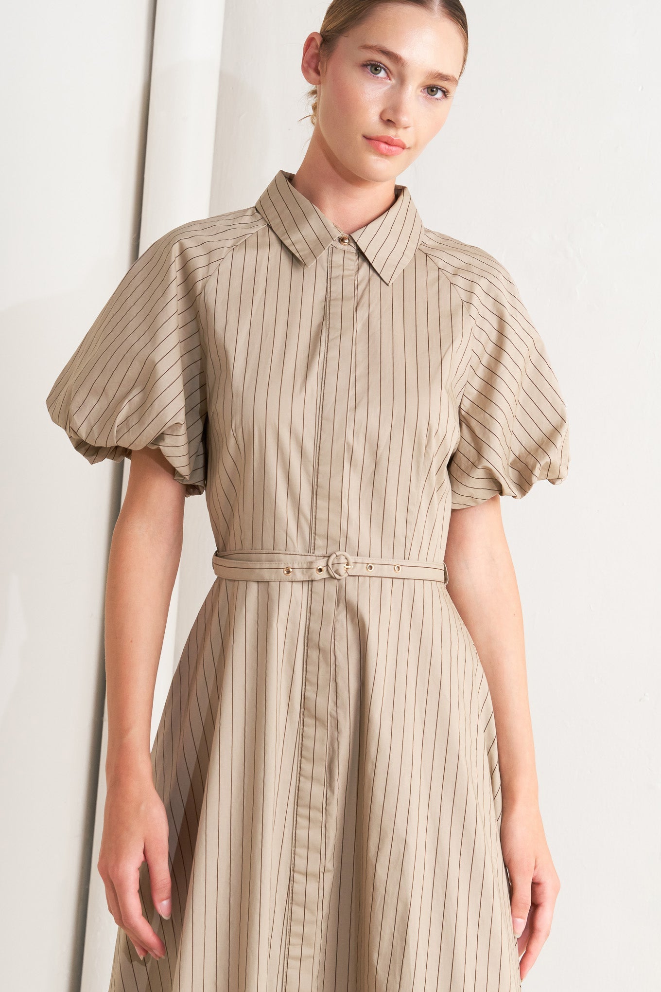 CLASSIC NEUTRAL WOVEN MIDI DRESS - By Baano