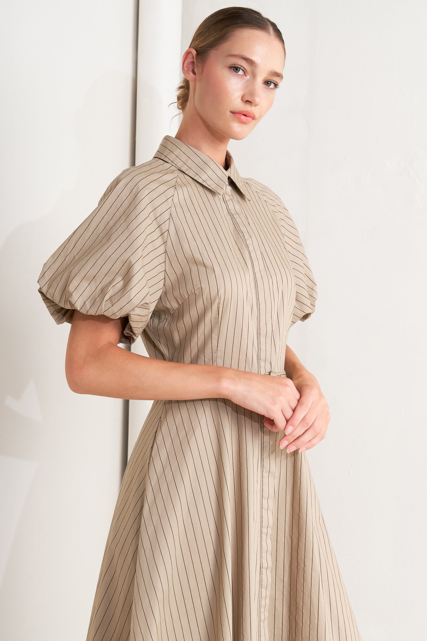 CLASSIC NEUTRAL WOVEN MIDI DRESS - By Baano