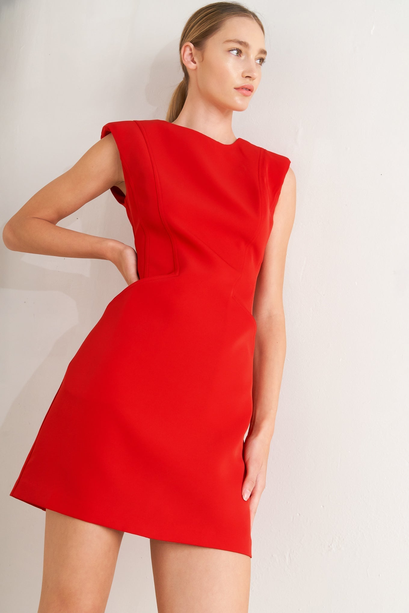 EFFORTLESS POLISH WOVEN SHIFT DRESS Flying Tomato