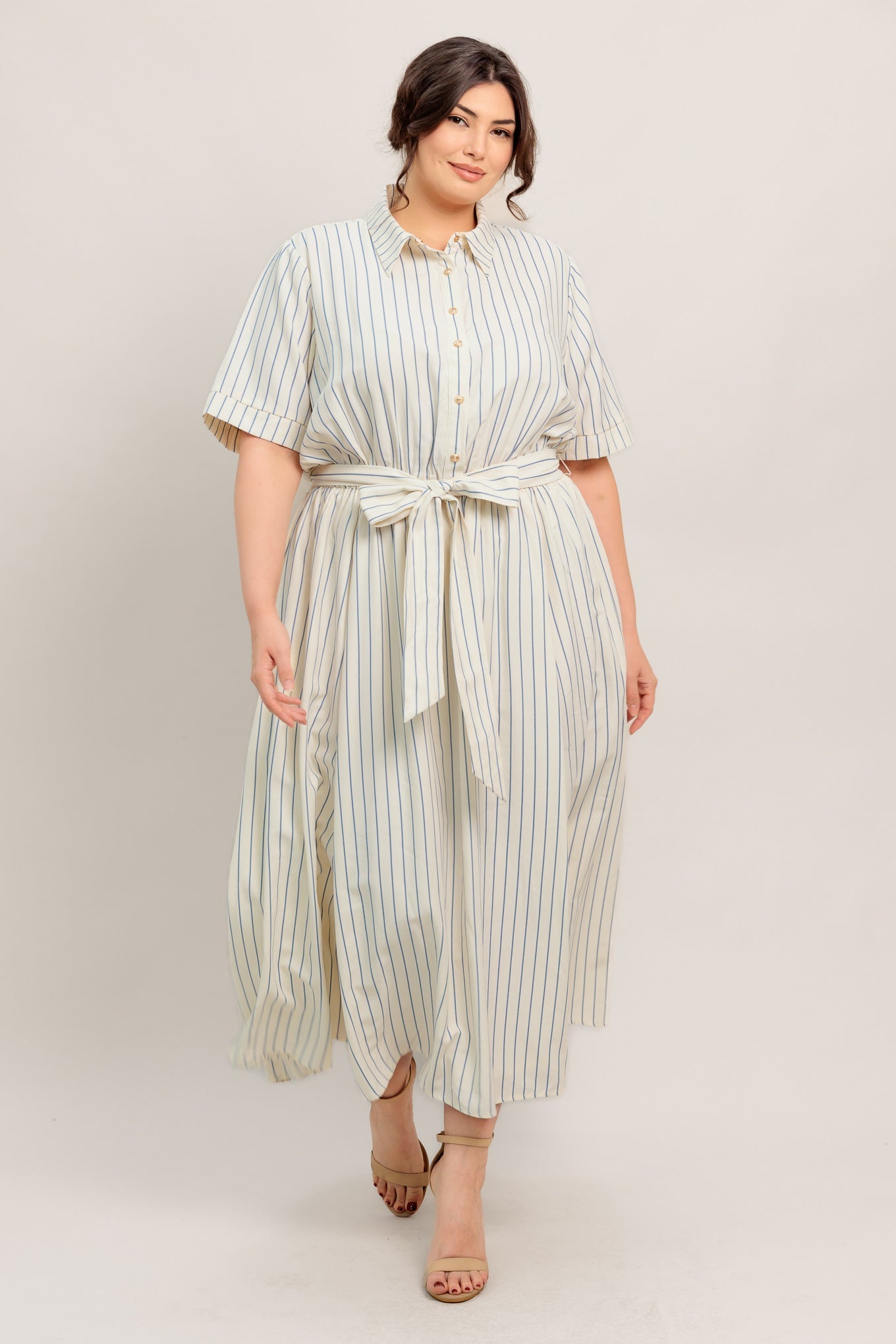 SUNDAY STRIPE WOVEN MIDI DRESS Flying Tomato