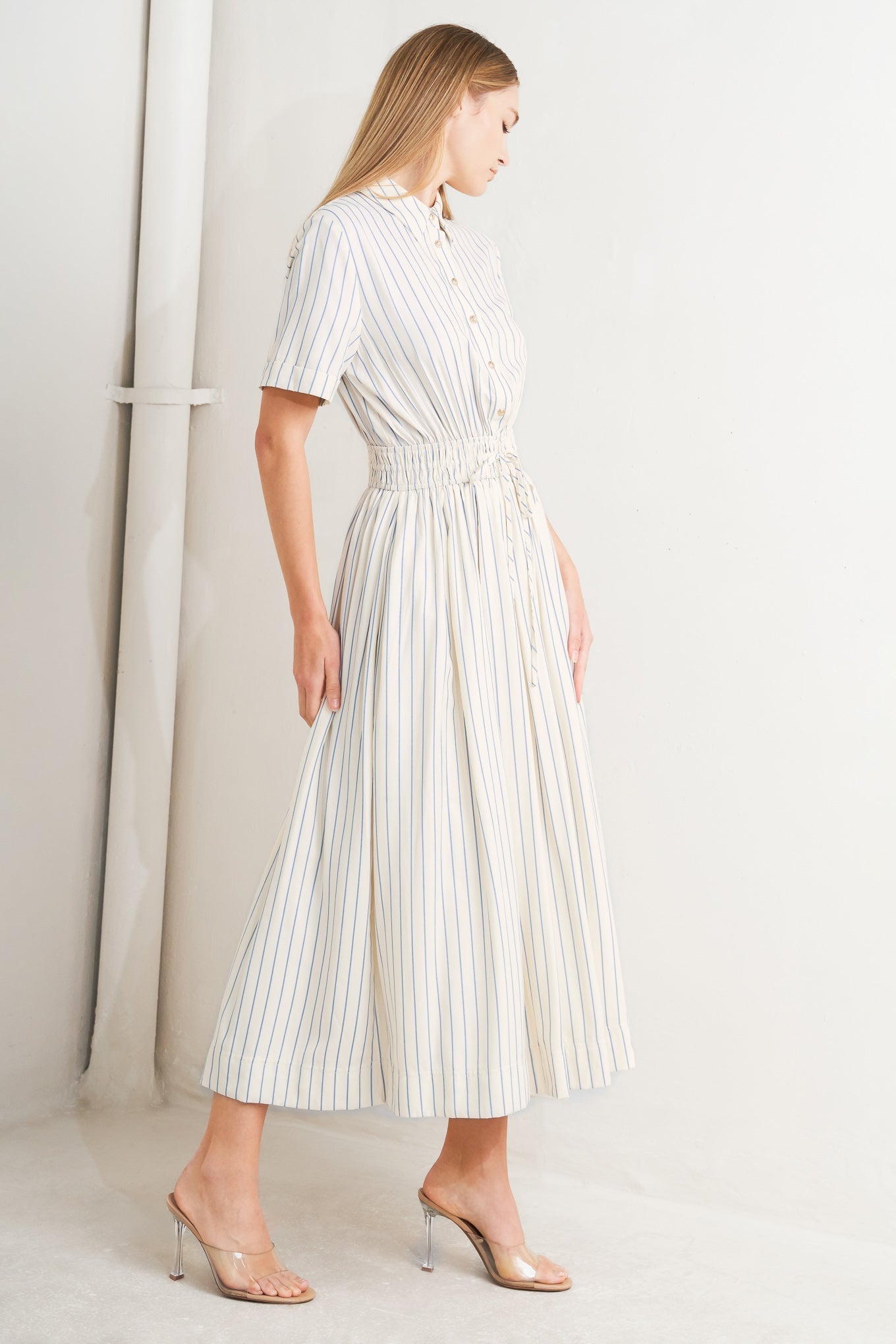 SUNDAY STRIPE WOVEN MIDI DRESS Flying Tomato