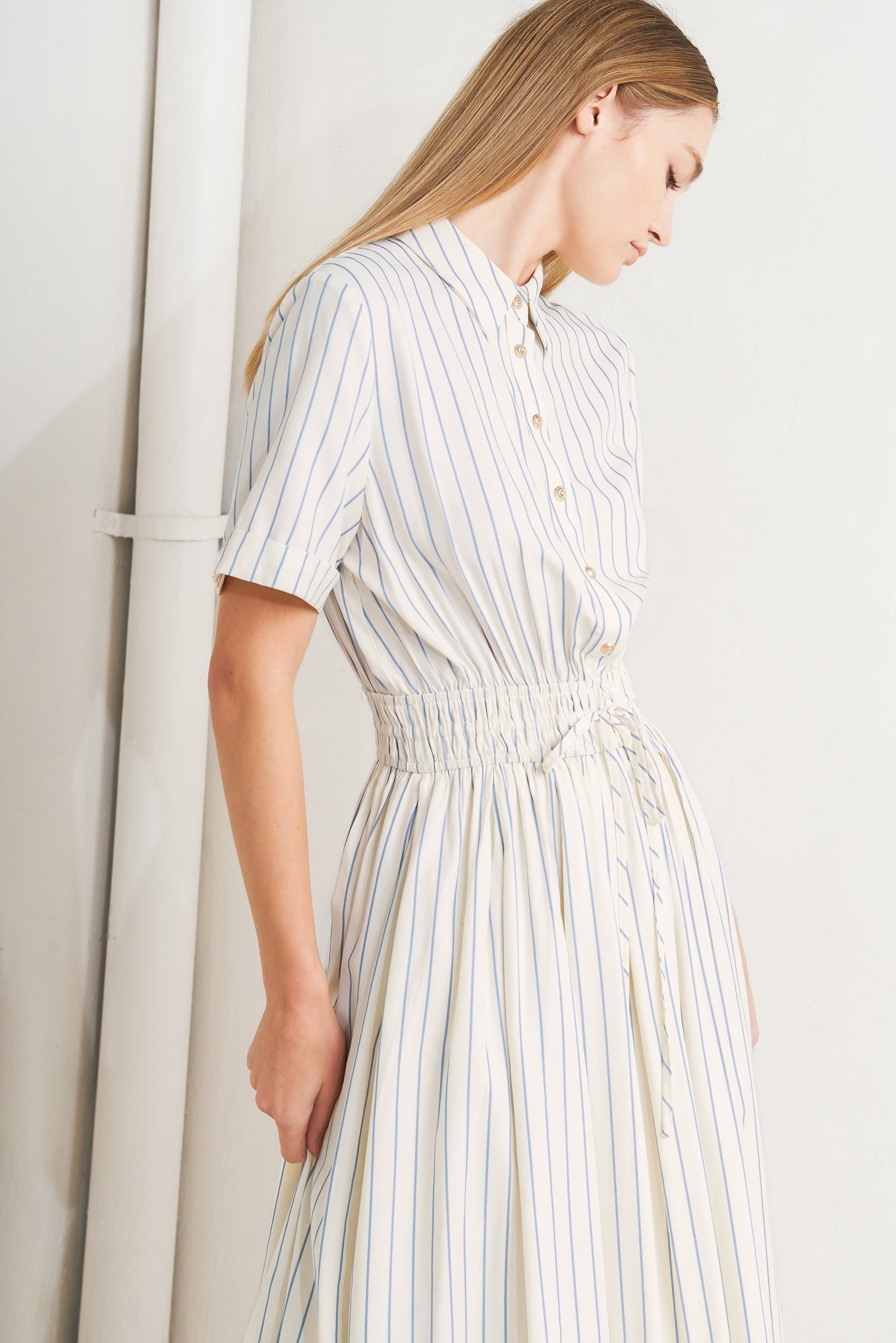 SUNDAY STRIPE WOVEN MIDI DRESS Flying Tomato