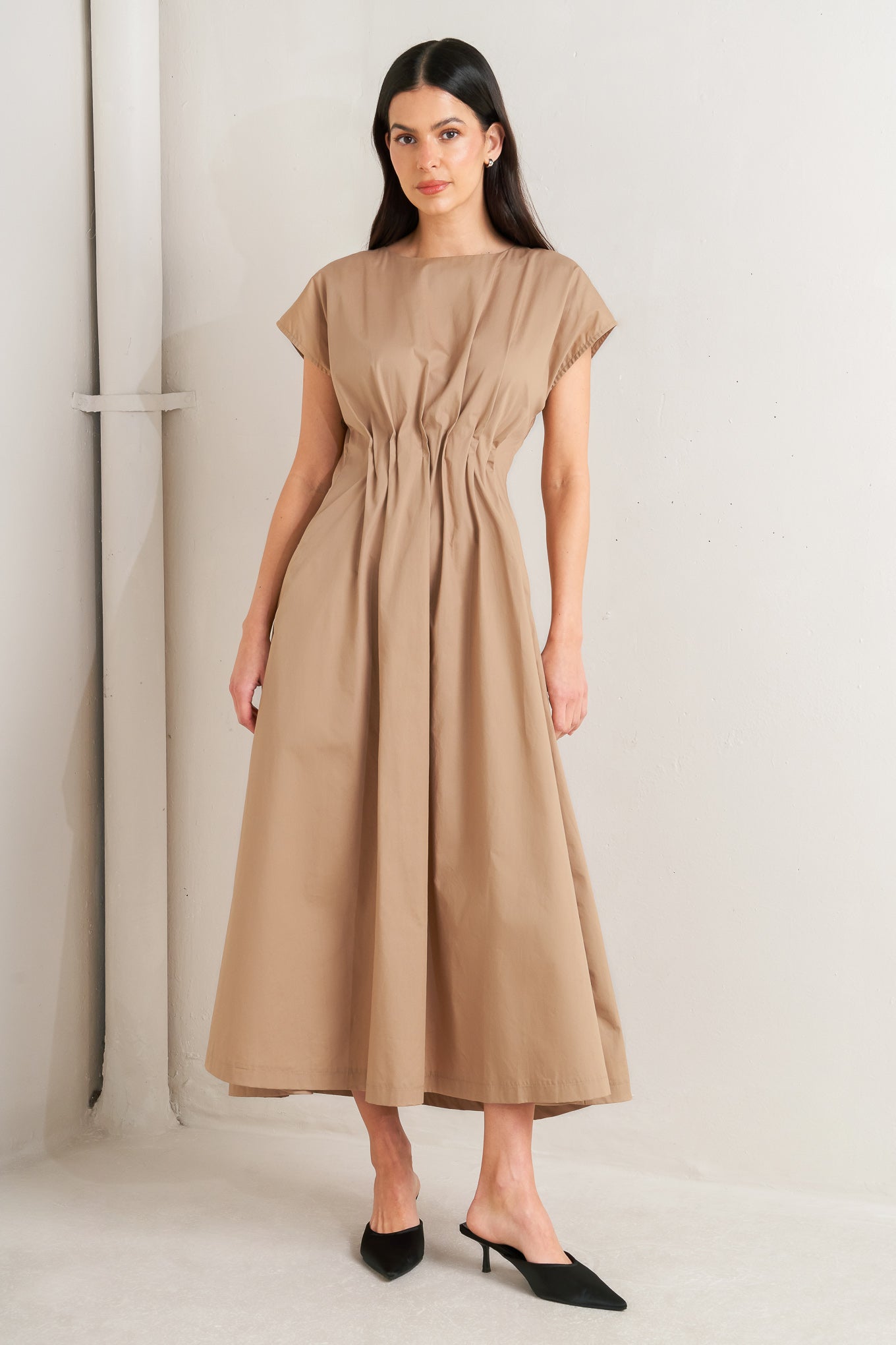 NOVA SAND WOVEN MIDI DRESS Flying Tomato