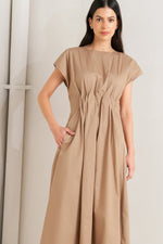 NOVA SAND WOVEN MIDI DRESS