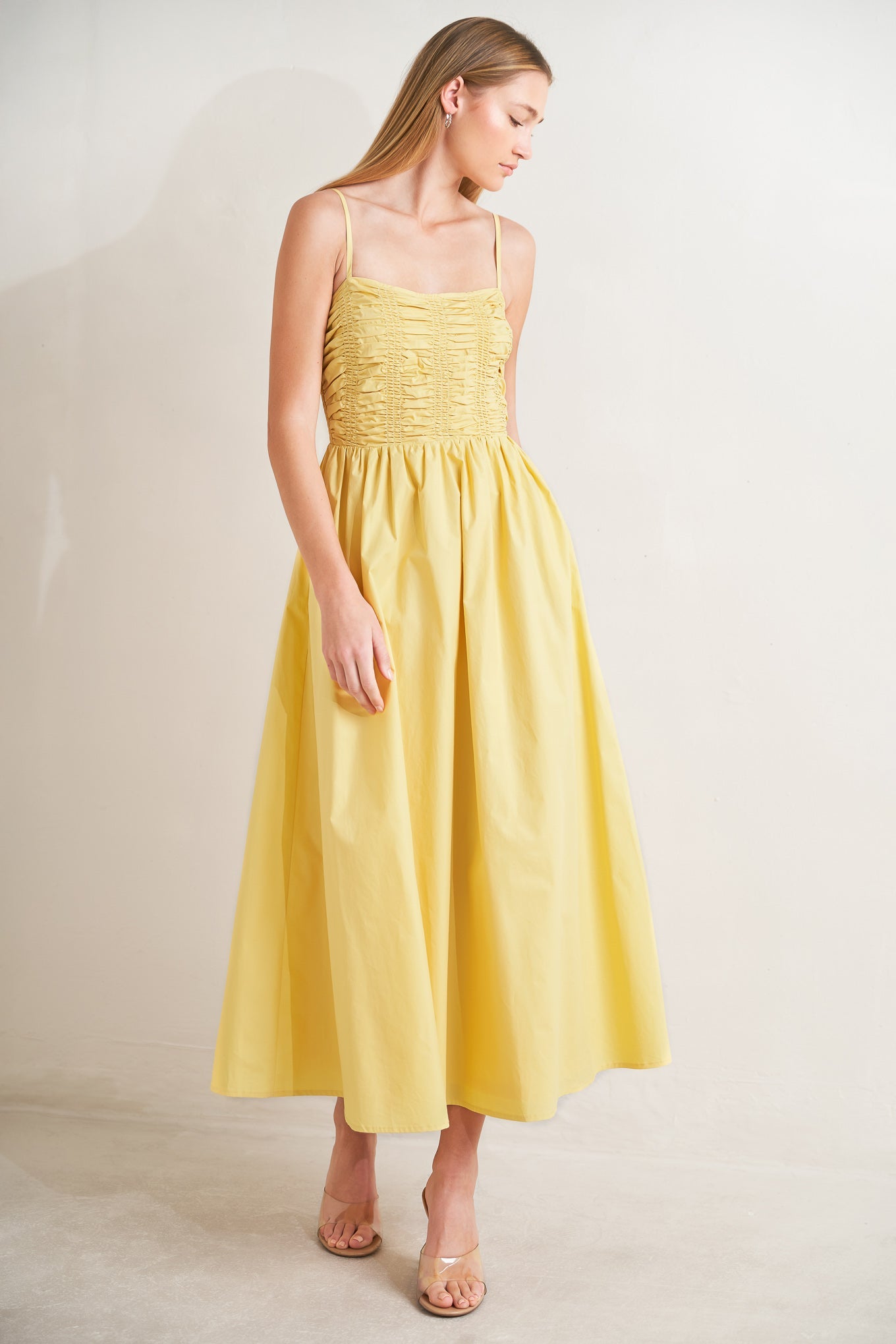 LEMON KISS WOVEN MIDI DRESS