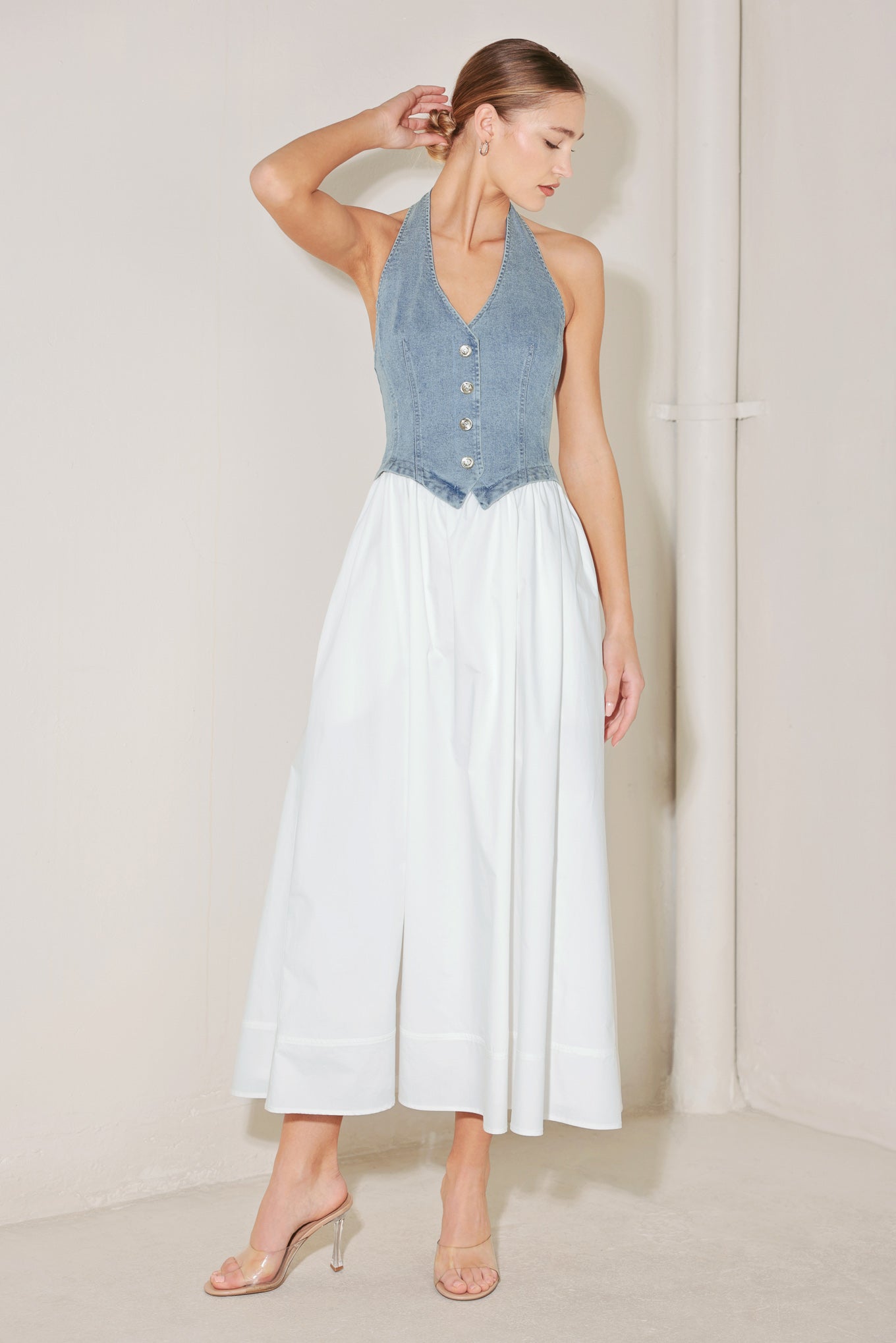 CITY TO COAST WOVEN MIDI DRESS