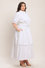 ELEGANT ENCOUNTER WOVEN MIDI DRESS