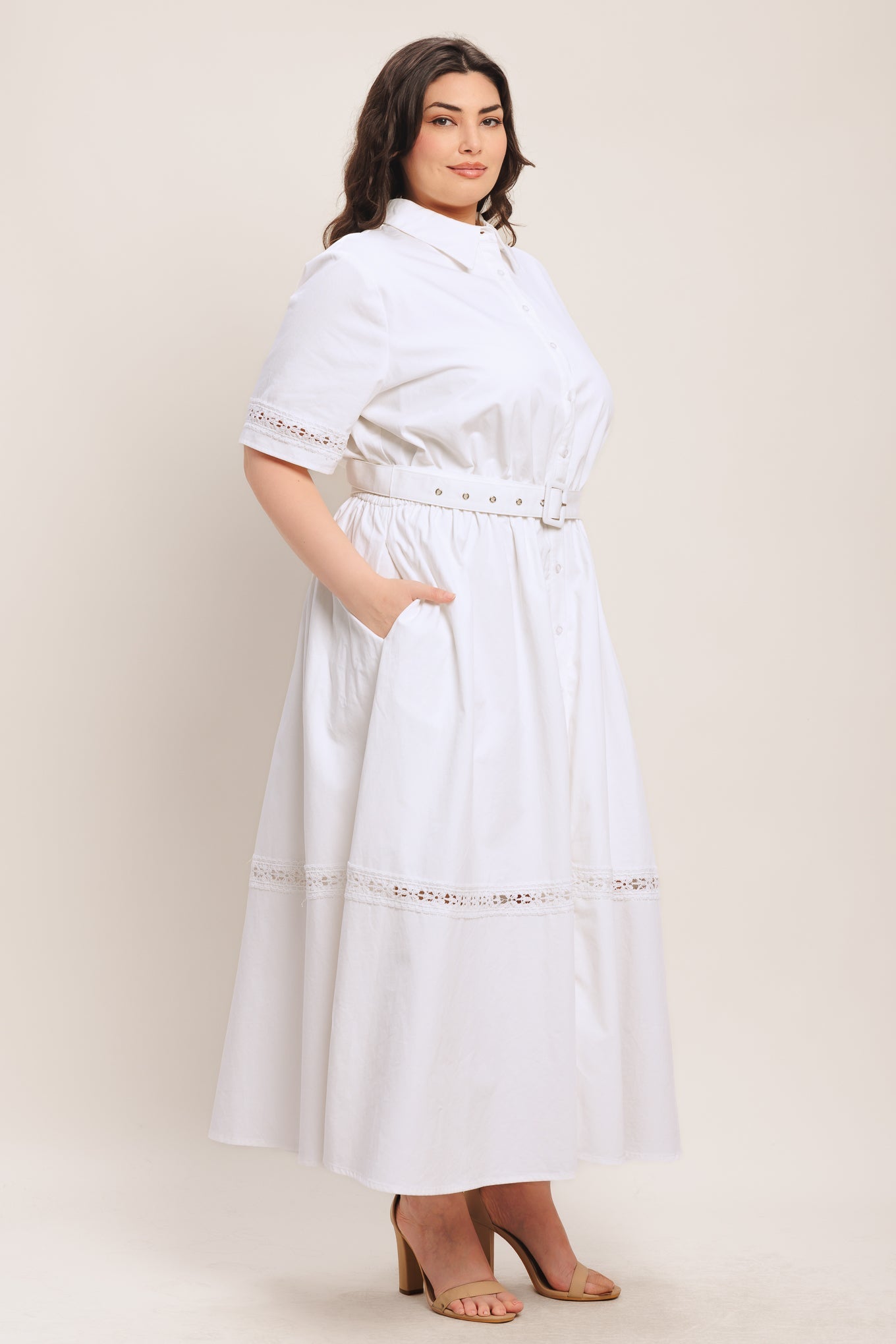 ELEGANT ENCOUNTER WOVEN MIDI DRESS