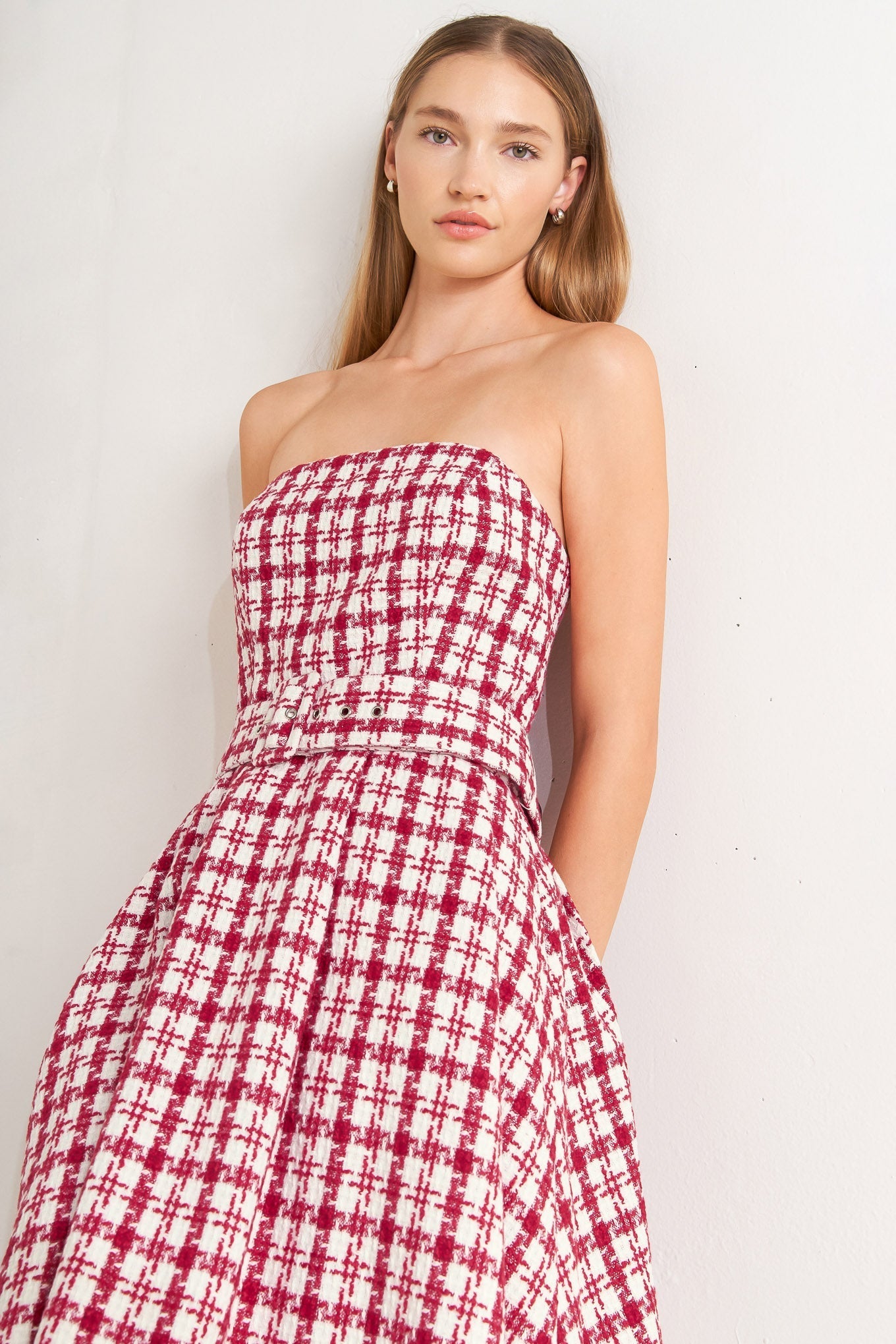 CHERRY CHECK TWEED MINI DRESS Flying Tomato